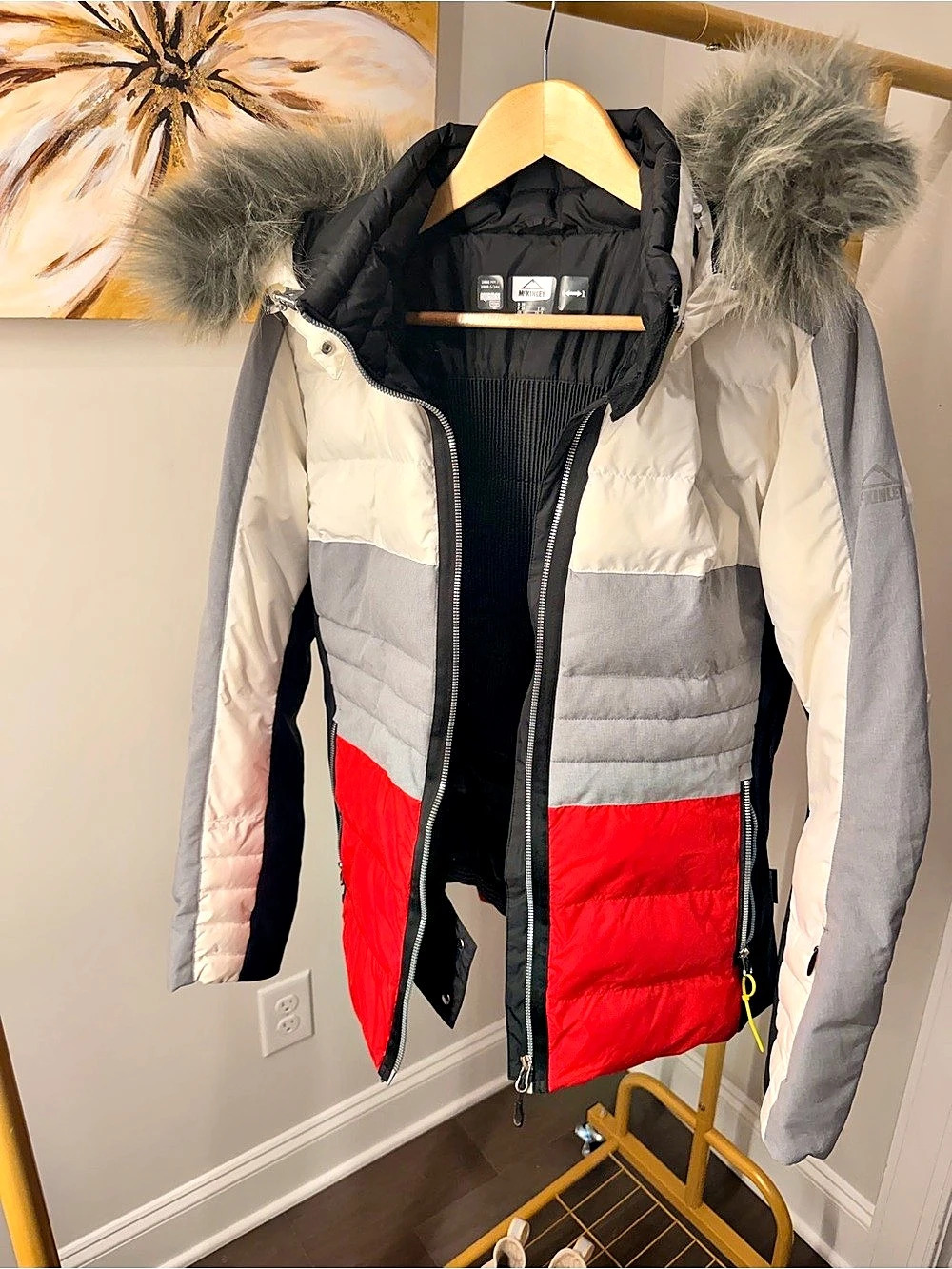 McKINLEY Aquamax Premium ski jacket Color Block Ski Jacket Gray & Red US 8 Like